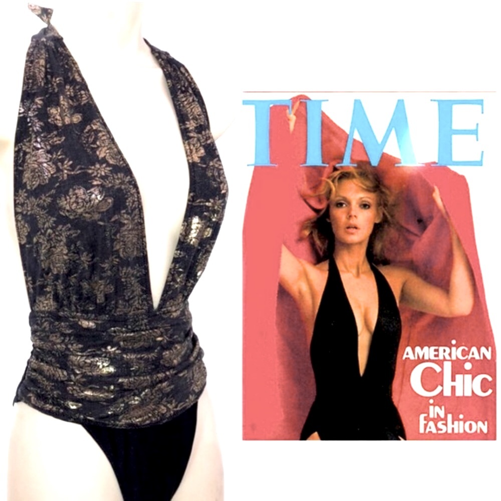 VTG 70’s 80’s Plunge High Waist Halter Swimsuit XS